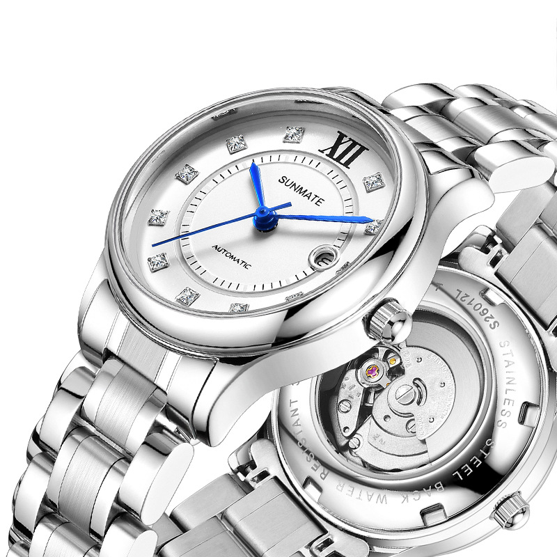 2025 Senmi automatic mechanical women's watch brand hollow waterproof calendar steel band watch women's foreign trade self-broadcast wholesale