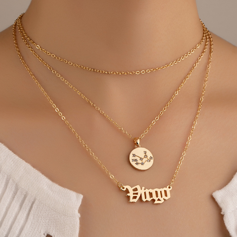 Retro Diamond-studded Symbol Clavicle Chain Twelve Constellation Necklace Letter Sweater Chain display picture 36