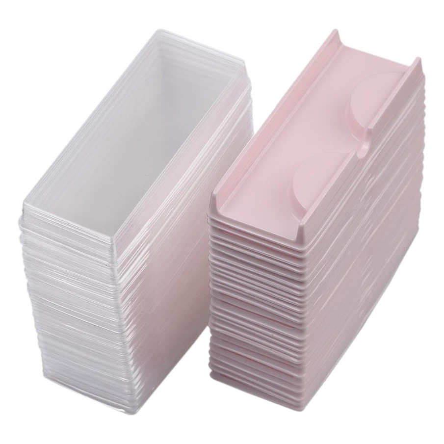 Venta al por mayor 50 juegos de caja de pestañas postizas, soporte interior de pestañas, cubierta transparente, paquete de un solo par, caja pequeña, caja de pestañas de cuatro colores