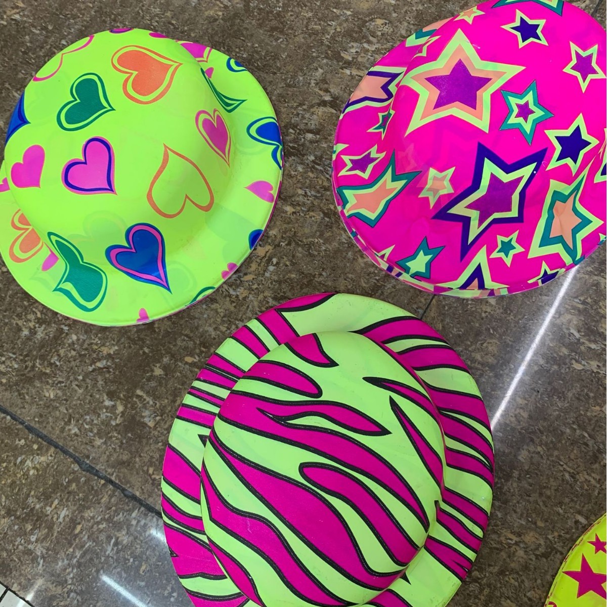 Transfronterizos para sombreros de PVC fiestas de baile sombreros redondos de impresión fluorescente decoración de Halloween fábrica directa