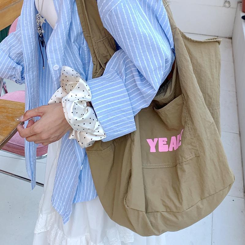 New Niche Letter Print Shoulder Bag Large Capacity Designer Versatile Canvas Bag Women's Shopping Bag Trendy