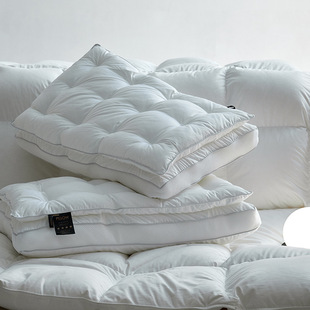 Cross-Border Supplier of High-End Hotel Pillows, Ultra-Soft Adult High Pillows, Soft Silk Two-In-One Double-Layer Pillow Core Manufacturer
