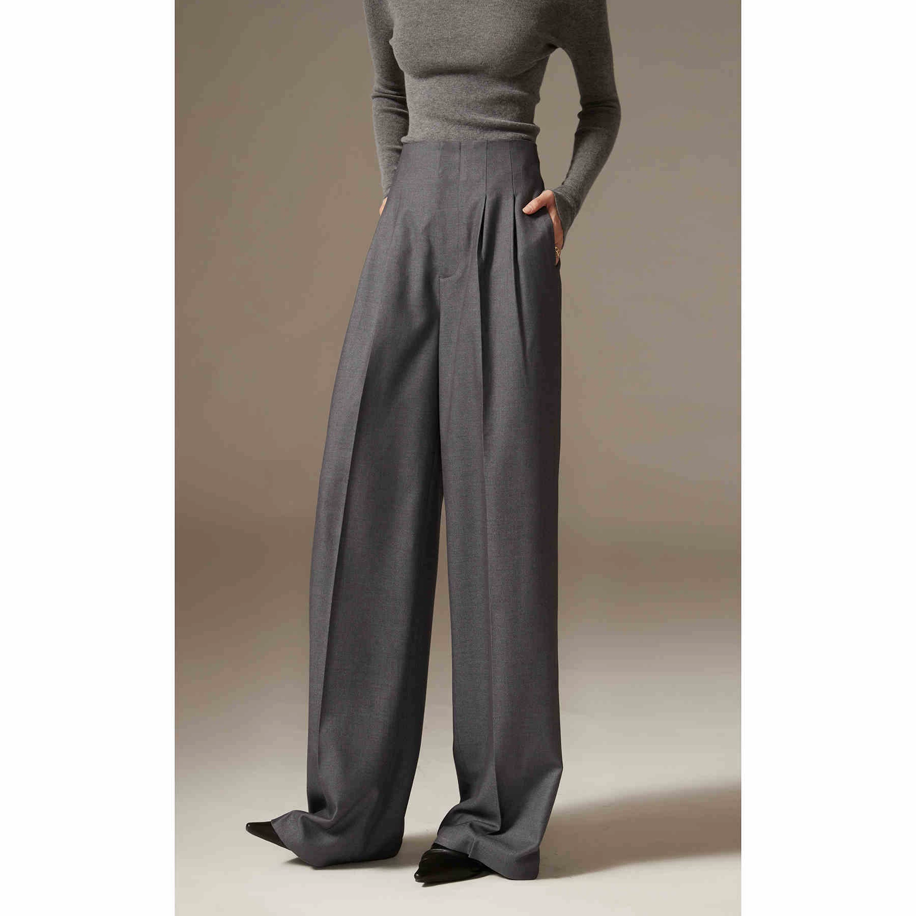 Демисезонные длинные брюки, высокая талия