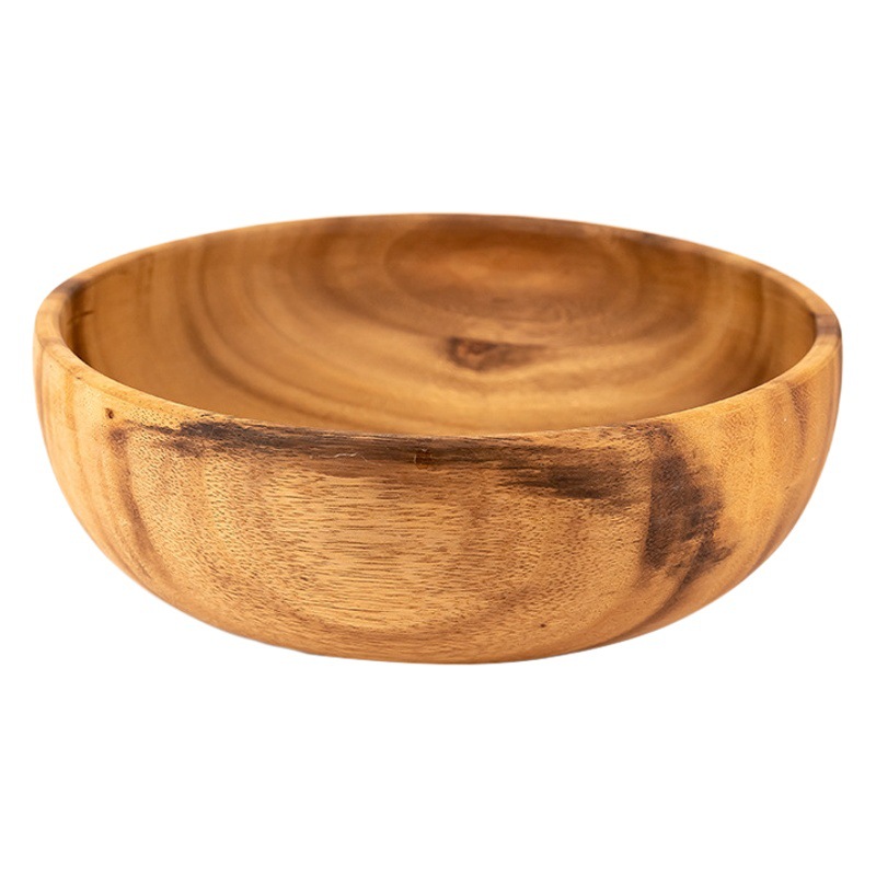 Tazón de madera de acacia de madera de estilo japonés Tazón de fideos Tazón de sopa Tazón de arroz chino restaurante cocina vajilla tamaño especificación al por mayor