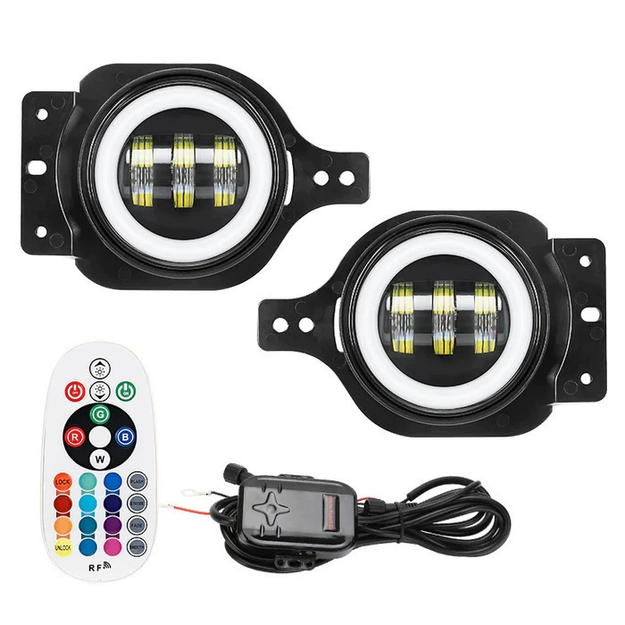 2018 Wrangler JL гладиатор JT модифицированный противотуманные фары RGB с дистанционным управлением ангел глаз светодиодные противотуманные фары