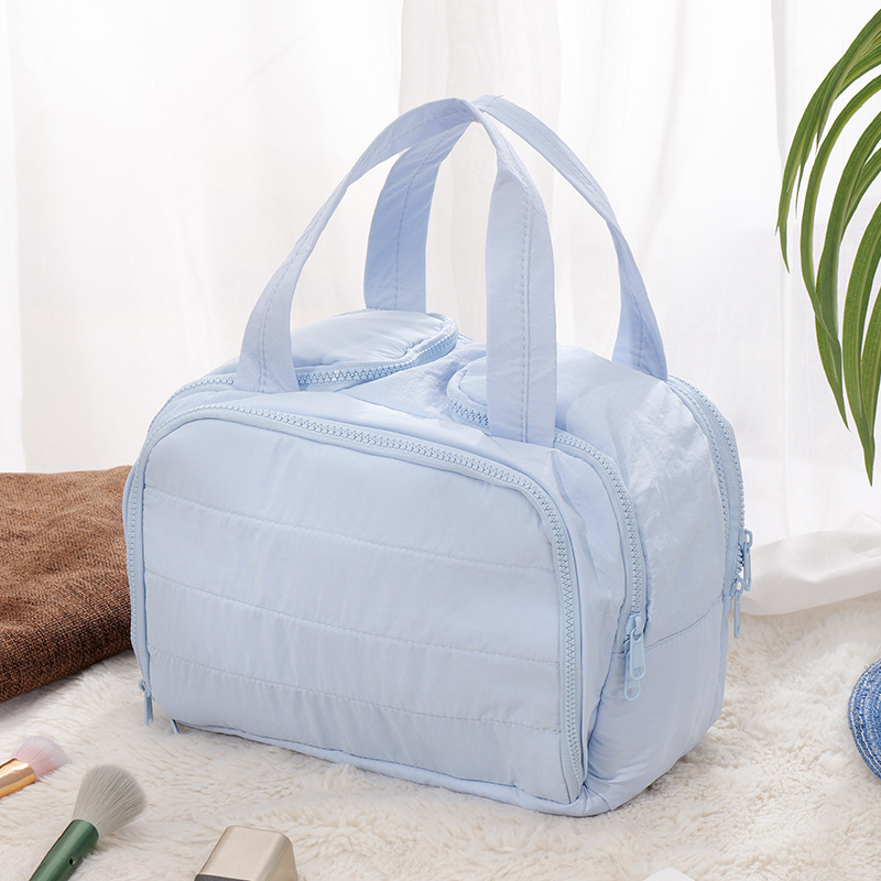 Douyin ホットセールダブルワイドオープン大容量ふわふわ化粧品バッグ女性のハイエンド旅行ポータブルトイレタリー収納袋|undefined