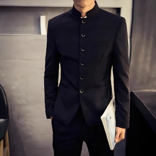 New Chinese Style National Style Chinese Tunic Suit Men's Vertical Collar Suit Jacket Men's Advanced Sense Light Mature Style Tang Suit Suit Student Suit