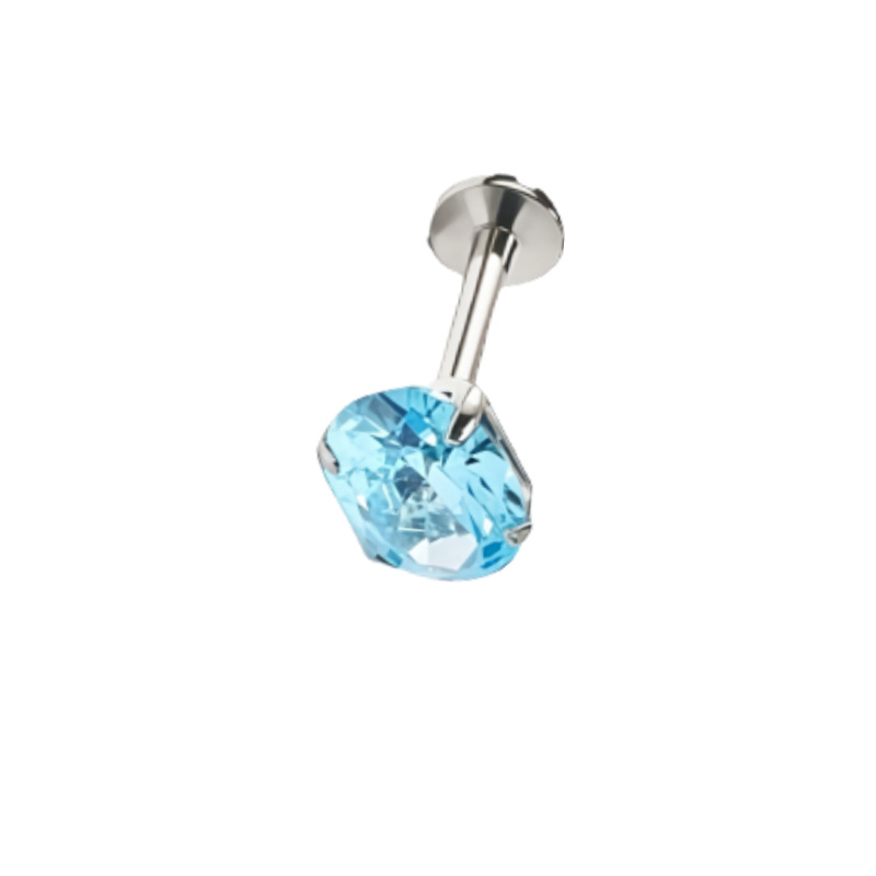G23 Titanium Alloy Lip Nail Earrings Oval Four-Claw Inlaid Zircon Body Piercing Jewelry detail image 11