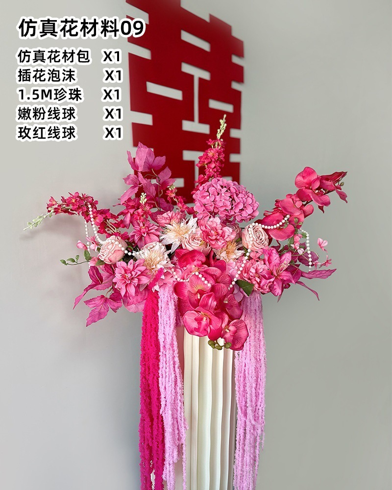 Decoración de la boda Decoración de la boda Decoración de la sala de estar Flor Flor Flor Mesa de la sala de bodas Mesita de la cama de la boda Decoración de flores falsas