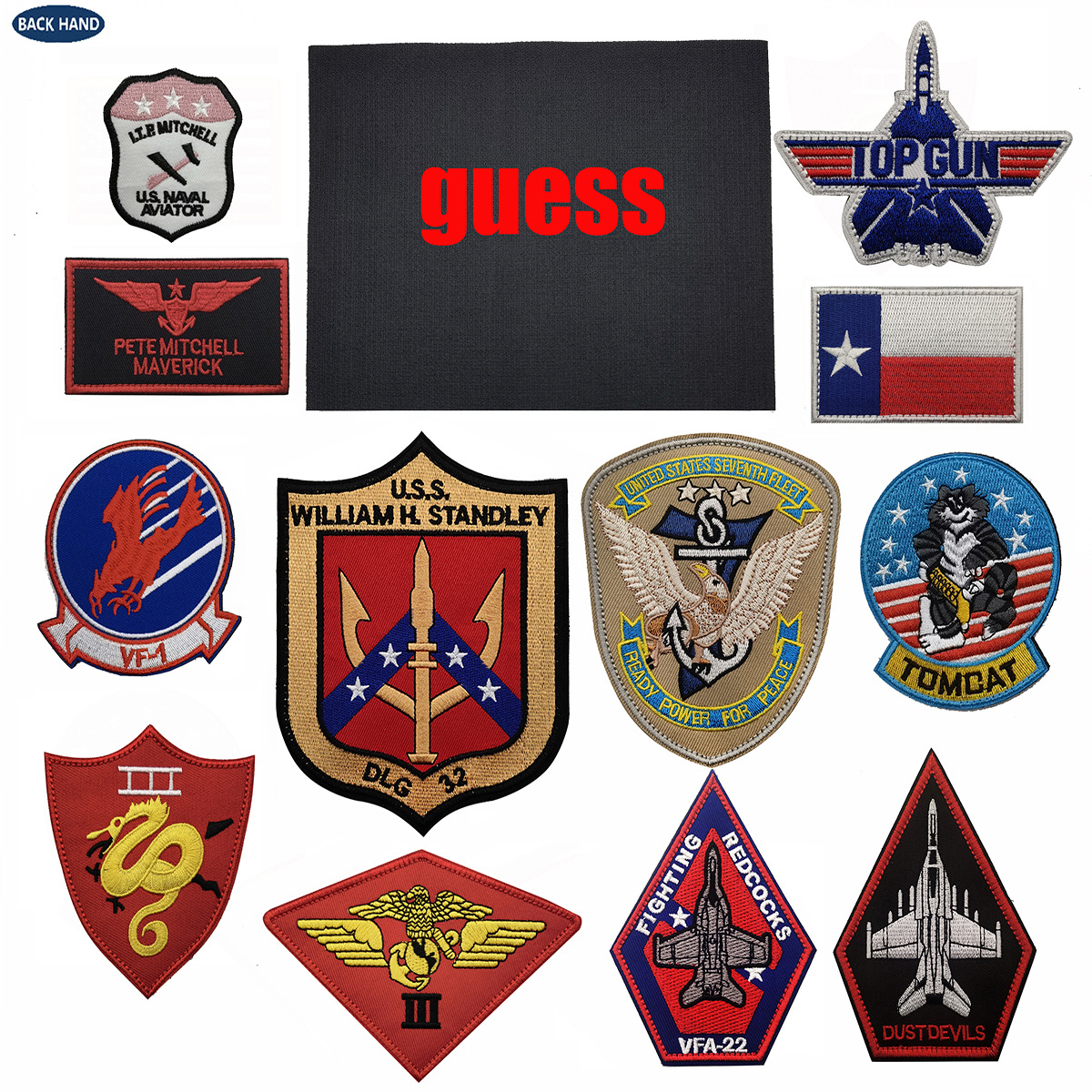 Top Gun 2 leather jacket embroidered cloth patch USS VFA-22 fighter badge armband Velcro bag patch