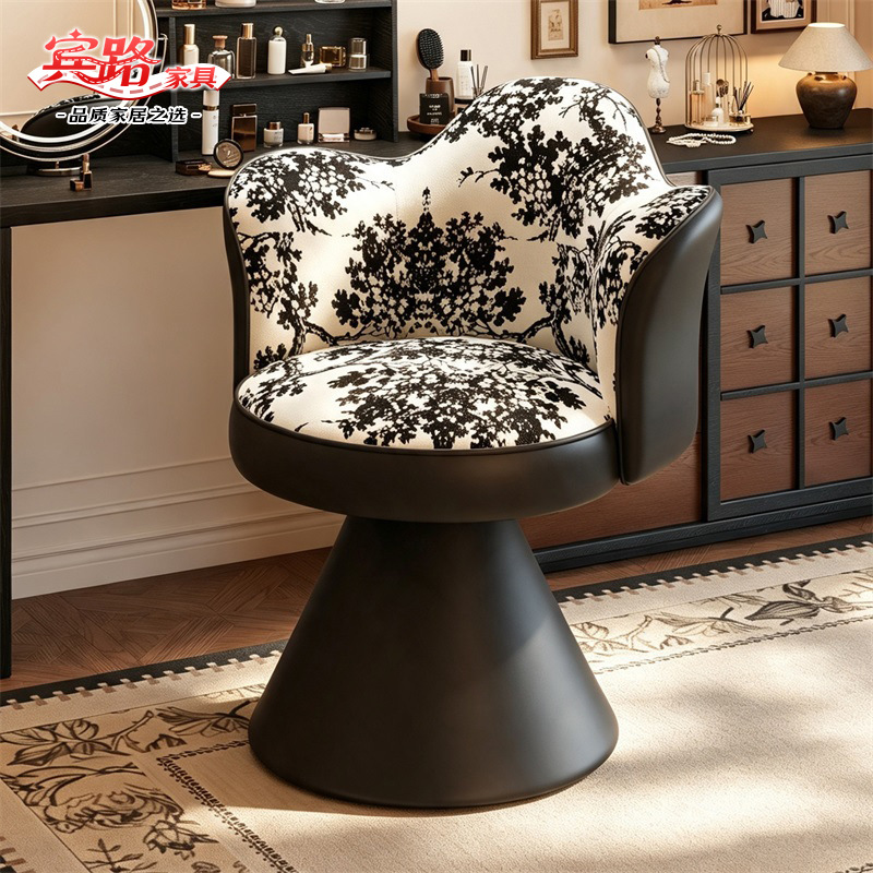 French-style light luxury makeup stool, bedroom petal-shaped vanity chair, swivel backrest chair, popular manicure chair, home-use makeup chair