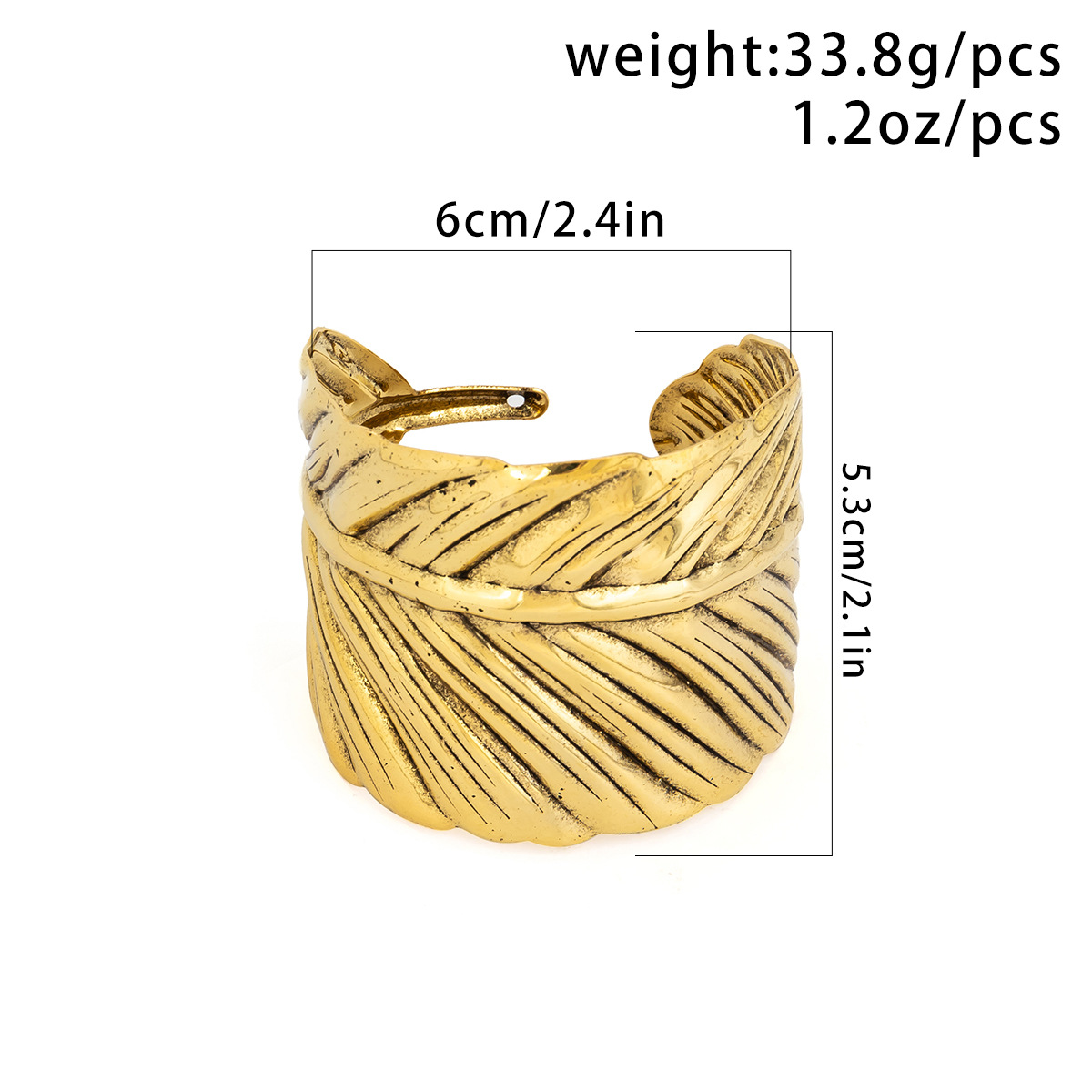 Wholesale Jewelry Casual Simple Style Feather Metal Plating Bangle display picture 1