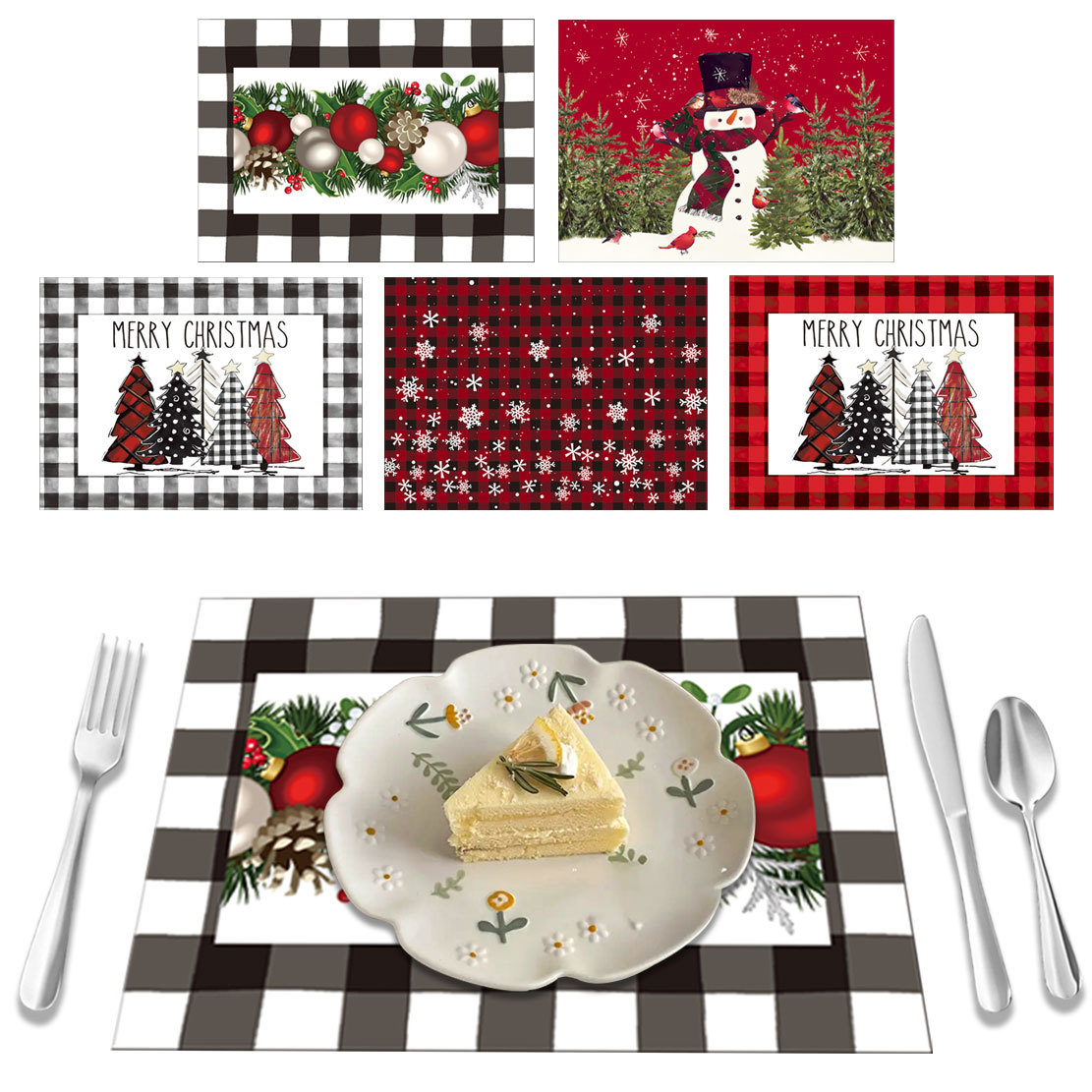 Casa e Jardim Jogos americanos de Natal, bases para copos, almofadas de isolamento de linho, decoração de feriado, tapetes de mesa de cozinha personalizáveis_voghion.com