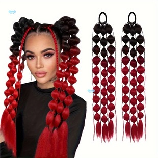 2 Pieces Bubble Ponytail Extensions 2 Pieces Colorful Cross-Border
