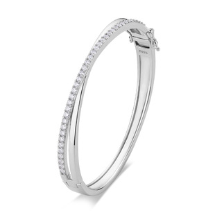 925 Sterling Silver Bracelet, Cross Moissanite Starry Fashion Style, European and American High-End 18K Gold-Plated Exquisite Bracelet