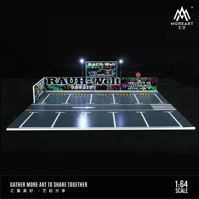 Estacionamiento modelo escena 1:64 simulación de aleación modelo de coche de juguete de almacenamiento de coches pantalla de luz decoración regalo