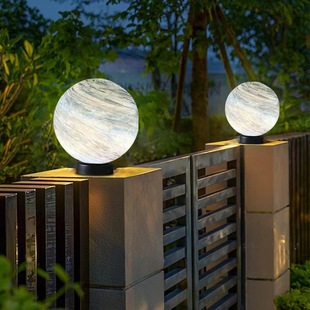 Outdoor Waterproof Garden Villa Courtyard Round Planet Lamp Post Head Lamp Wall Lamp Gate Pillar Lamp Villa Pillar Lamp