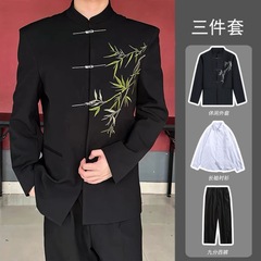 新中国式紳士服国風スーツの若者の婚約ドレスDK立襟中山装民国唐装セット