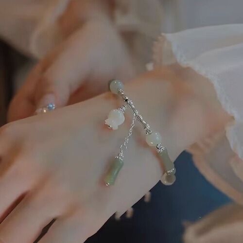 2024 New Bamboo Leaves Send Acacia New Chinese Style Bamboo Bracelet Chain Hanfu Accessories Bracelet Versatile Bracelet Niche