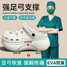 足弓支撑手术室洞洞鞋女款2026新款夏季外穿防滑小个子增高拖鞋女