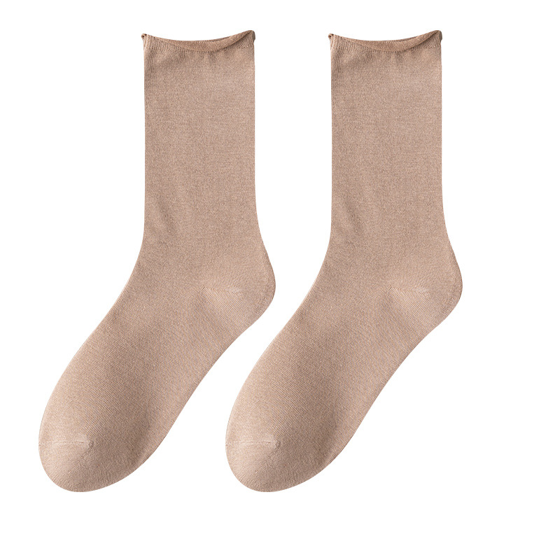 Verano de niños Zhuangfeng delgado algodón sin hueso medias calcetines transpirables anti-bolas de color sólido medias