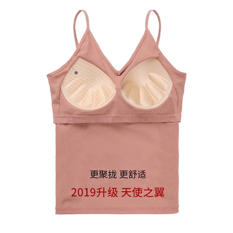 Sexy Slim color sólido cuello en V ropa exterior corta ropa interior de algodón de fondo Belleza espalda pequeña camisola desgaste interior de las mujeres con almohadilla en el pecho