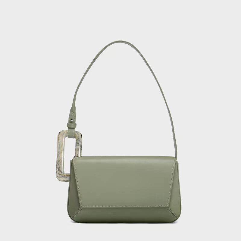 Square Shape Medium Size Women's Medium Pu Leather Color Block Streetwear Square Zipper Underarm Bag