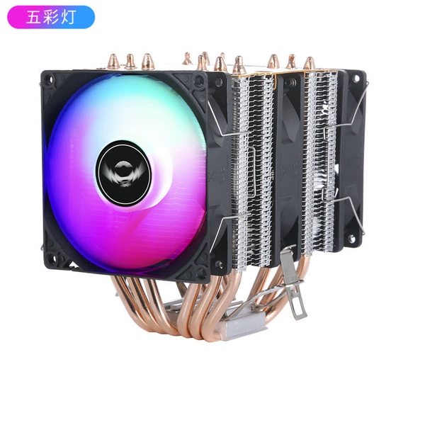 Twin tower buckle 6 copper tubes - 3 pin fixed speed - black frame and white leaves - 9CM colorful lights - 3 fans - No. 1 bracket