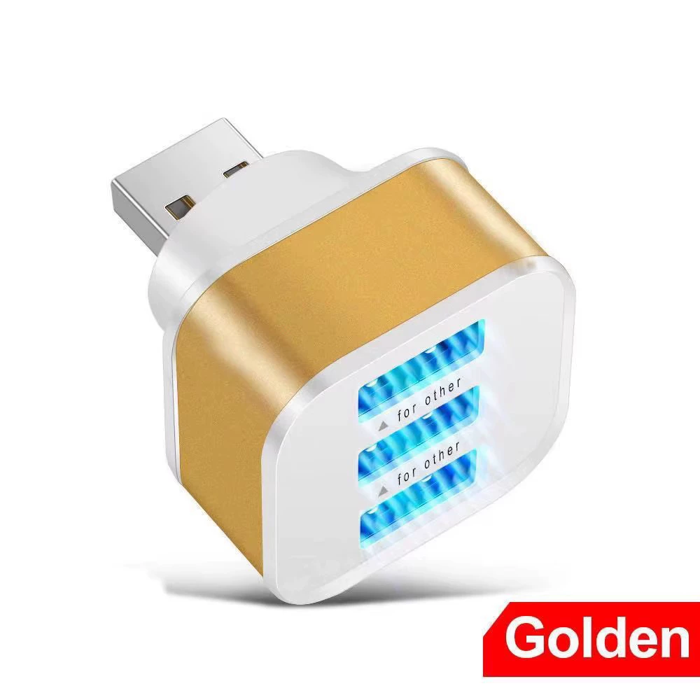 Разветвитель зарядки USB от одного до трёх, USB-распределитель для ноутбука и автомобиля, адаптер зарядки