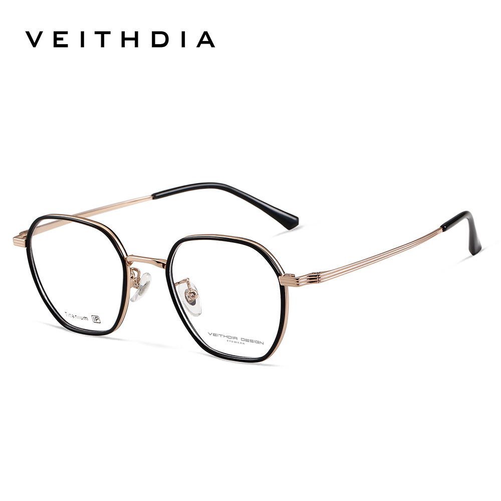 Pie de titanio puro polígono marco de espejo de miopía óptica retro para hombres y mujeres marco pequeño puede estar equipado con grado al por mayor 5037