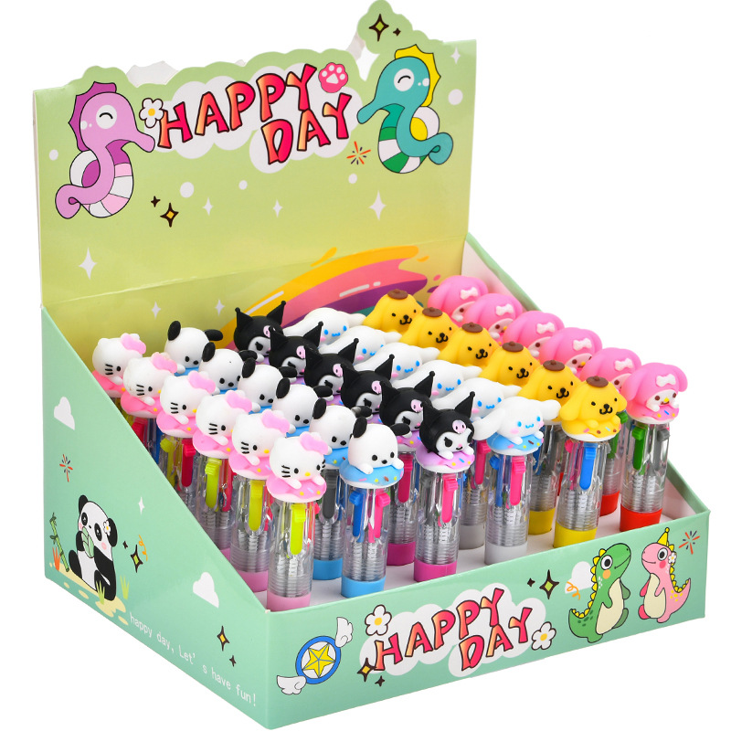 Donuts lindos mini bolígrafo de cuatro colores chicas de alto valor de color multicolor cuentas de mano marcador bolígrafo estudiantes papelería al por mayor