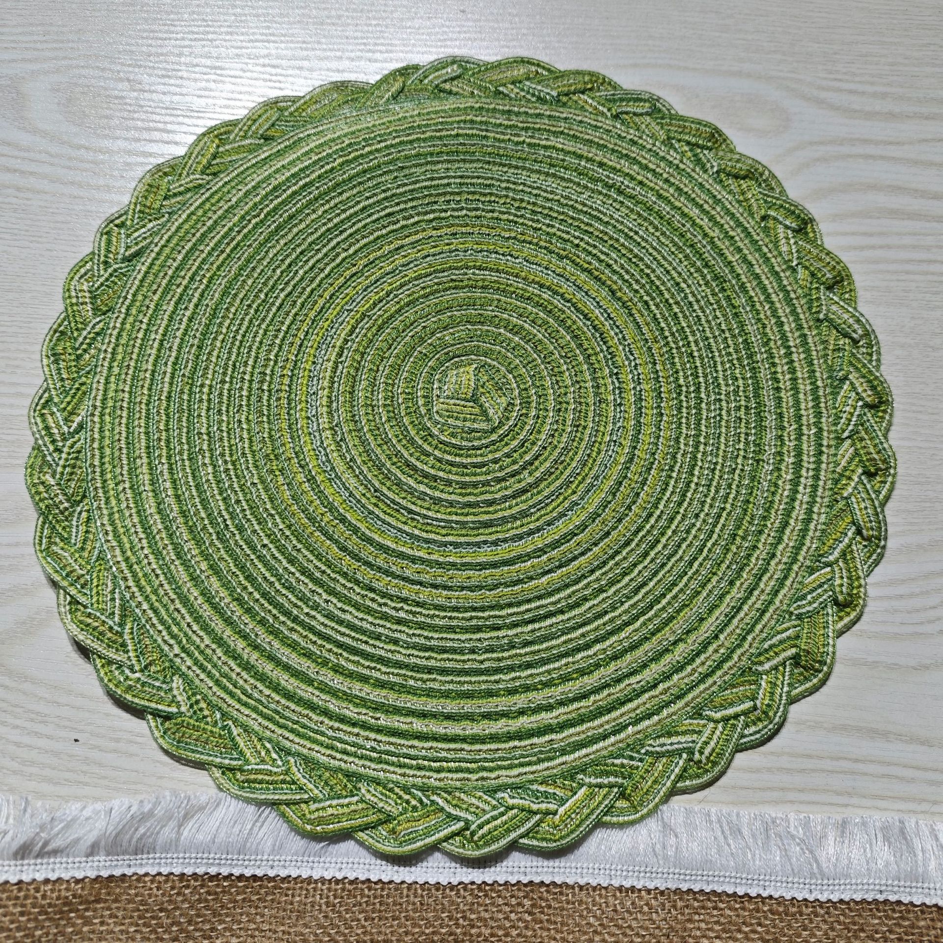 Almohadilla de hilo de algodón de imitación de estilo nórdico, tejido de ramio y mantel de encaje, almohadilla de aislamiento térmico, posavasos decorativos para el hogar