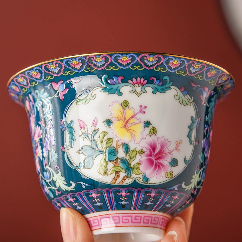 Эмалированная керамическая миска Jingdezhen один сервиз с цветной глазурью, набор для кунг-фу чая, пузырьковая чаша для чая