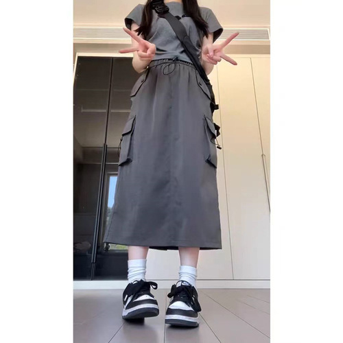 Plus-size women's workwear skirt for summer 2025, with a salty sweet and spicy style, petite size, street-style, age-defying, fashionable half skirt
