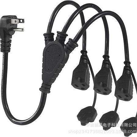 Outdoor Three-Socket Power Distributor 90-Degree Flat Plug 1-To-3-Way Socket Adapter Outdoor Three-Socket Power Distributor 90-Degree Flat Plug 1-To-3-Way Socket Adapter