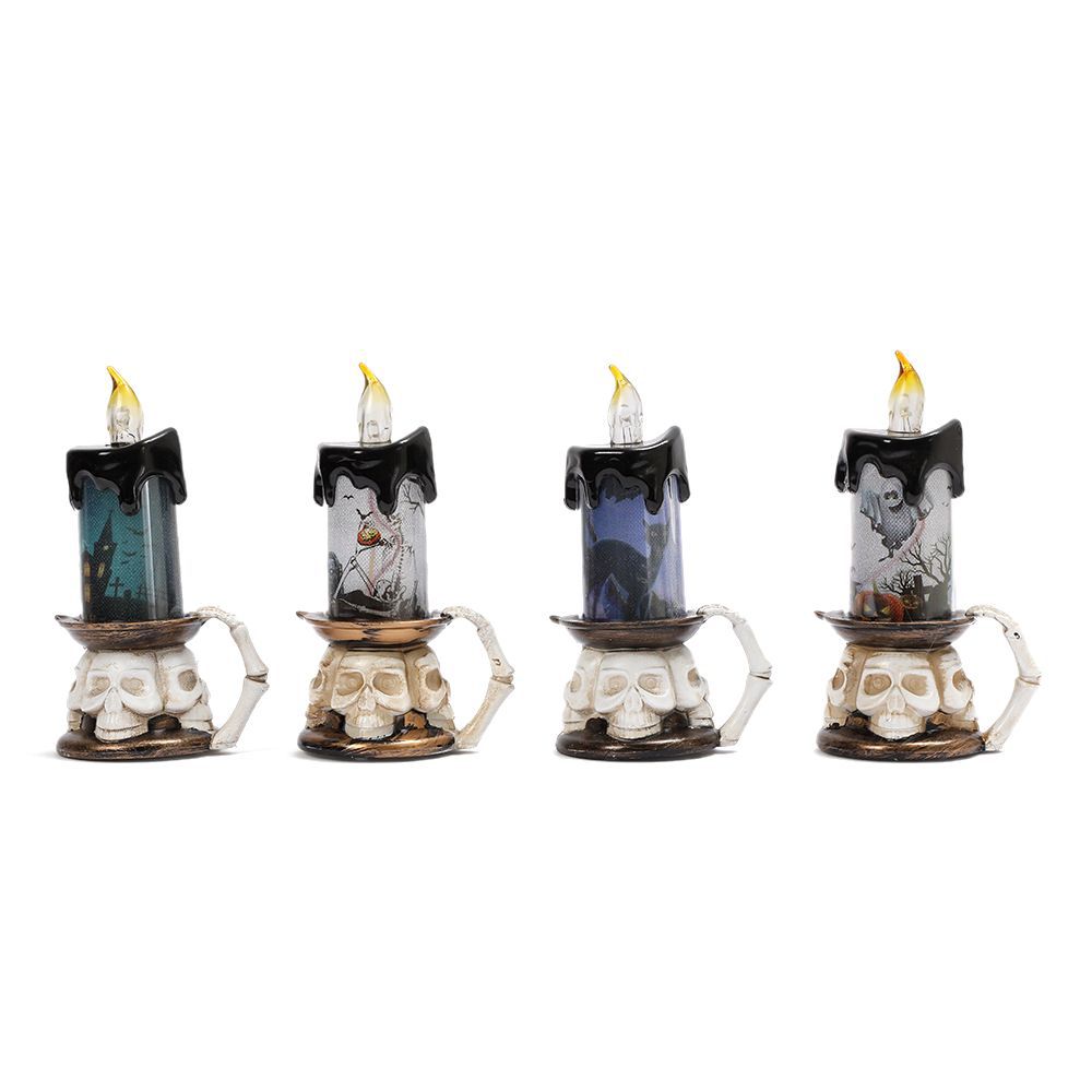Lámpara de calabaza de Halloween transfronteriza, luz de vela, llama, luz de calavera, luz de noche, decoración de habitación secreta, accesorios de vestir