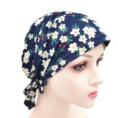 時尚透氣彈力棉頭巾帽碎花化療帽子女士短尾帽子單層薄款海盜帽