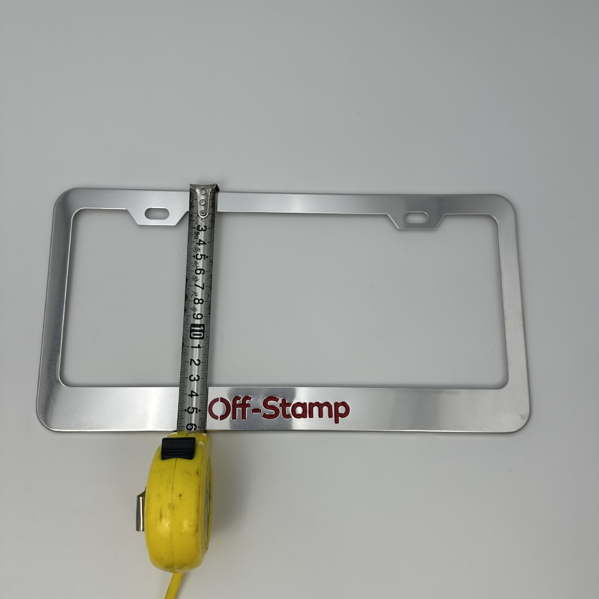 Cross-Border American Standard Stainless Steel License Plate Frame, Anti-Falling Thickened License Plate Frame, Off-Stamplogo Silver Color