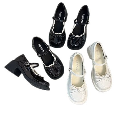 2026 nuevos zapatos franceses de botón único de base gruesa primavera y verano arco Marian Retro Lolita zapatos de cuero pequeños