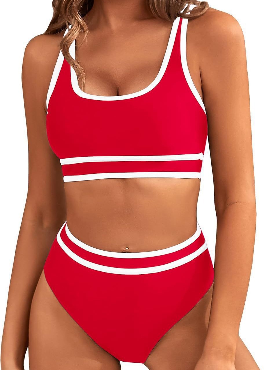 Traje de Baño Bikini de Dos Piezas de Poliéster, Sin Soporte de Acero, para Natación