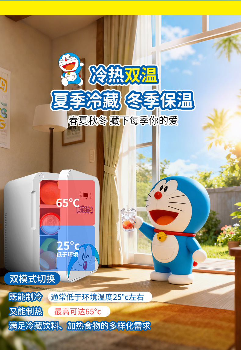Doraemon Car Refrigerator Mini Fridge Cosmetics Beauty Fridge Car Home Use
