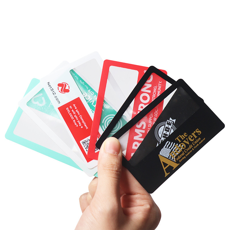 厂家直供 丝印印刷logo卡片放大镜 便携式85*55mm名片式放大镜