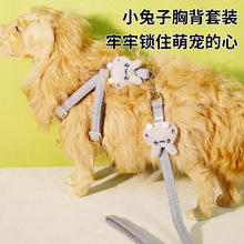 宠物牵引绳批发中小型犬胸背带牵引绳套装可调节外出遛狗专用狗绳
