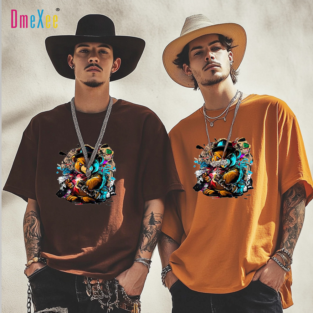 外贸清仓短袖t恤男休闲透气衣服圆领图案宽松涤纶上衣5-6元批发