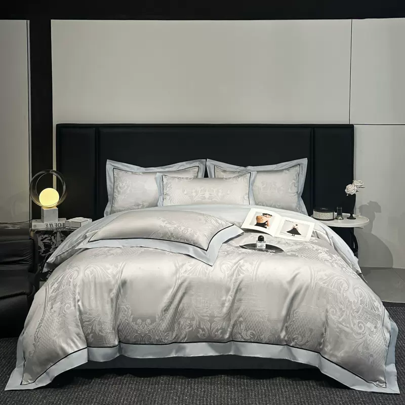 高端A类轻奢全棉纯棉提花四件套欧式圆角床单被套床上用品床笠款4