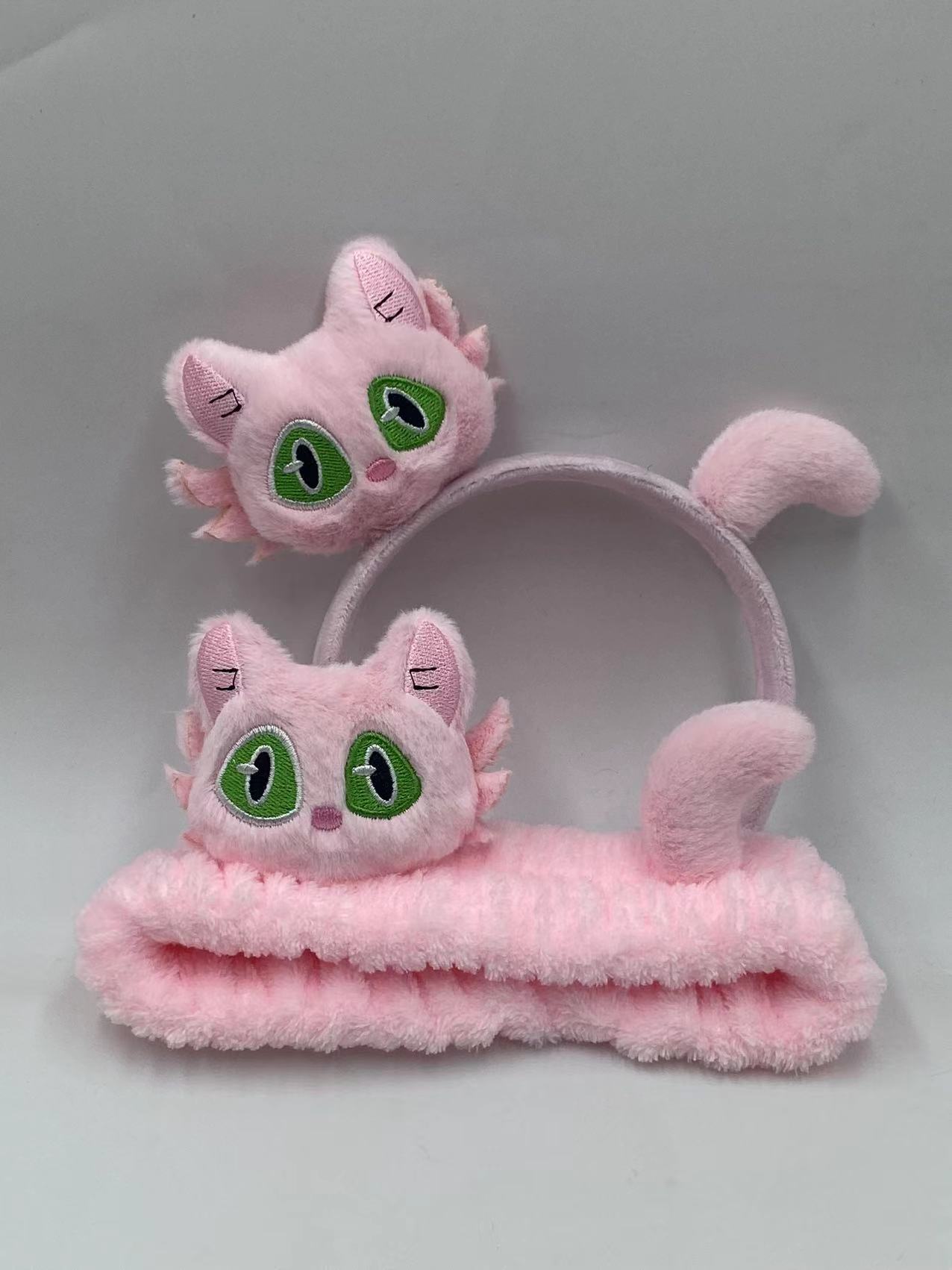 Lindo divertido gran ojo meow pelo banda gatito tocado cara lavado maquillaje máscara chica niños Niña