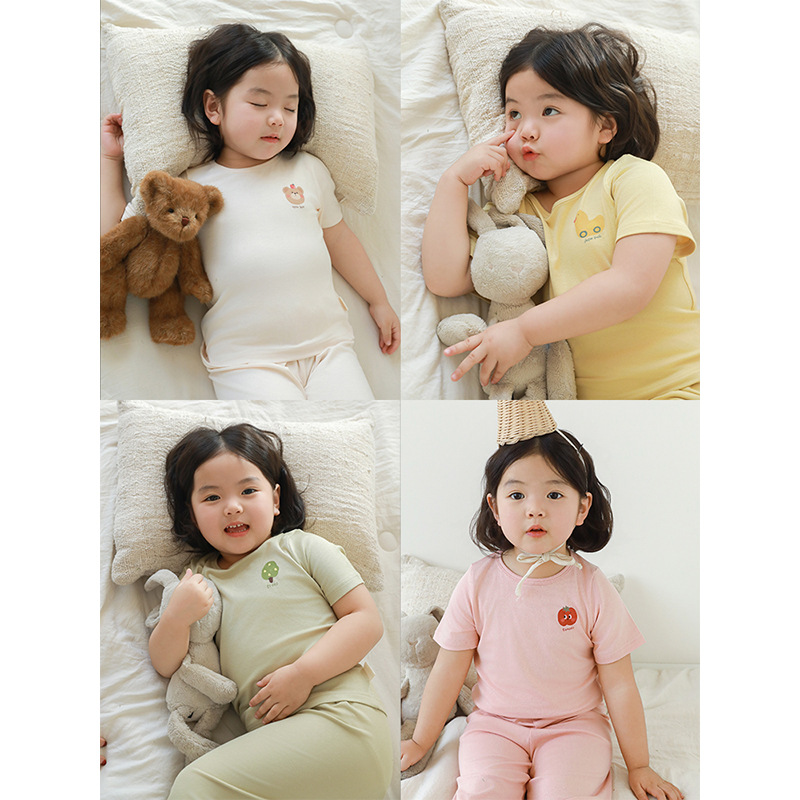 Qiu Duo Meng Girls' Modal Homewear Set 2026 Summer New Korean Style Cute Children's Pajamas Two-Piece Set