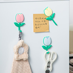 Creative Tulip Refrigerator Magnet PVC Flexible Magnetic Hook Magnet Message Sticker Anchor Decorative Sticker