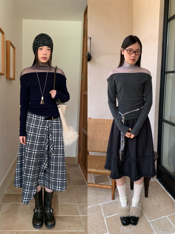09.22十三行秋季25秋纯欲风网纱拼接长袖内搭半高领打底衫女F6755|undefined