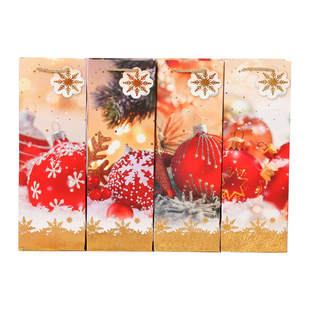 New Christmas Red Wine Bag Foreign Trade Cross-Border Single Wine Bottle Packaging Paper Bag Spot Wholesale Handbag